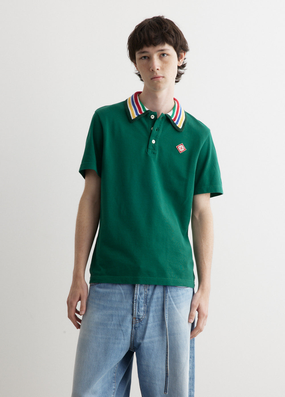 Primary Stripe Knit Collar Classic Polo