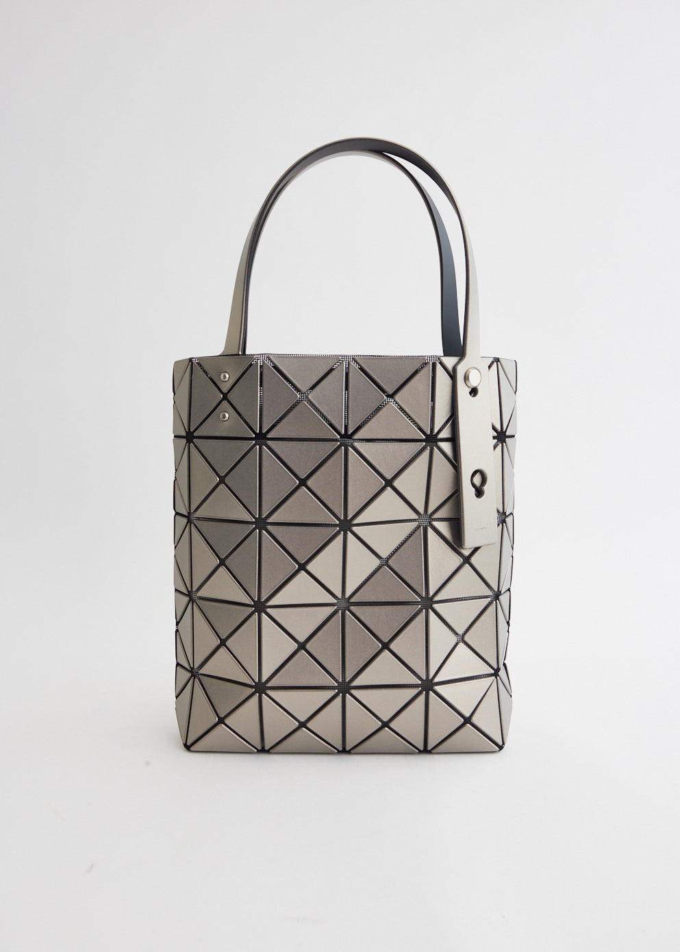 Light grey faux outlet leather boxy tote bag