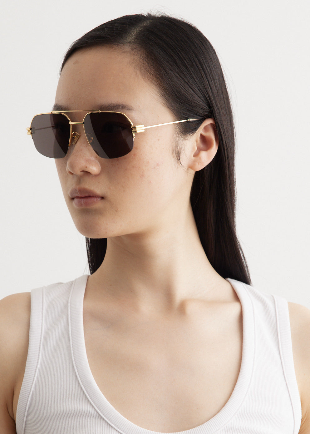 Bond Metal Half Rim Aviator Sunglasses