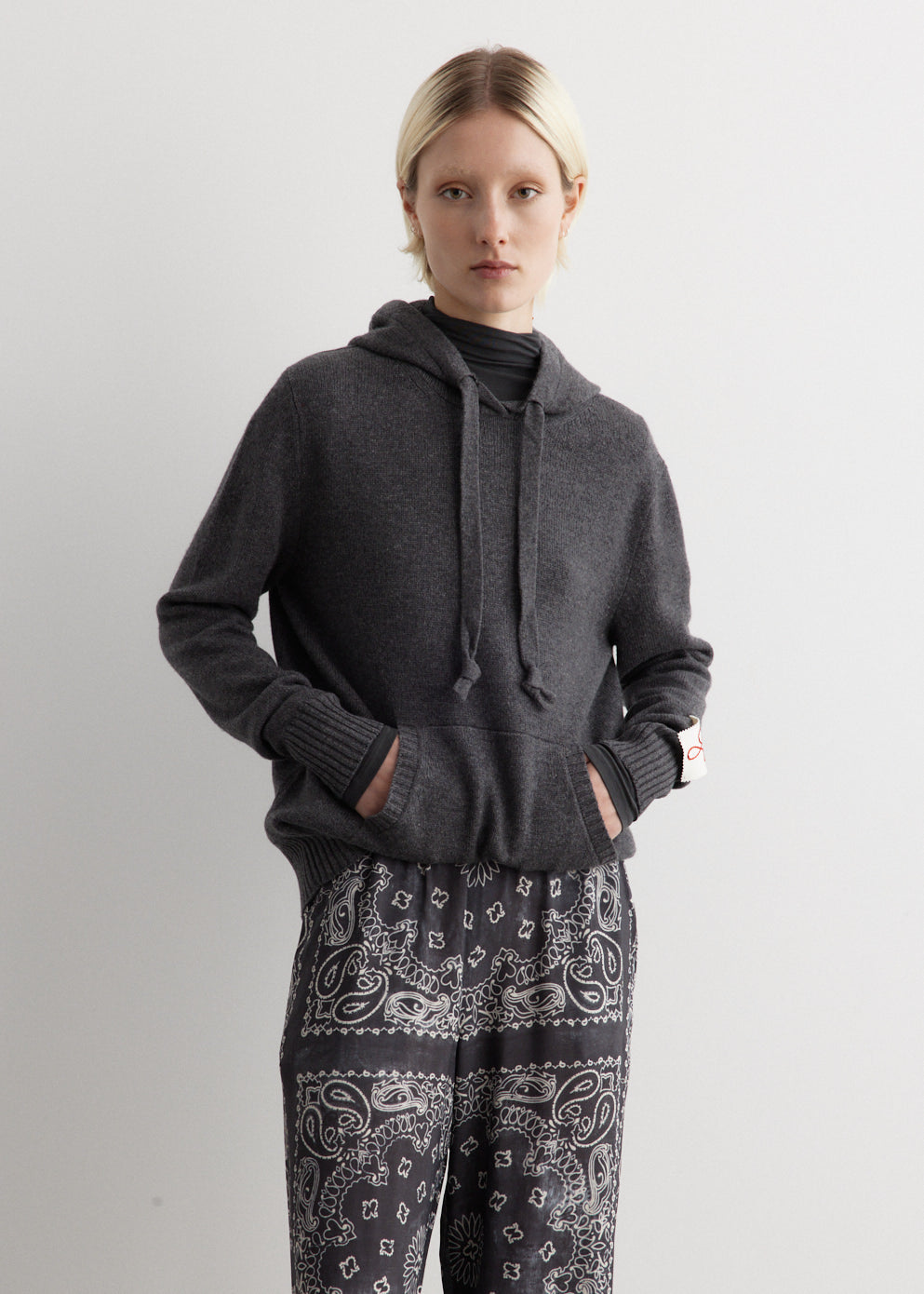 Grey knitted hoodie on sale womens