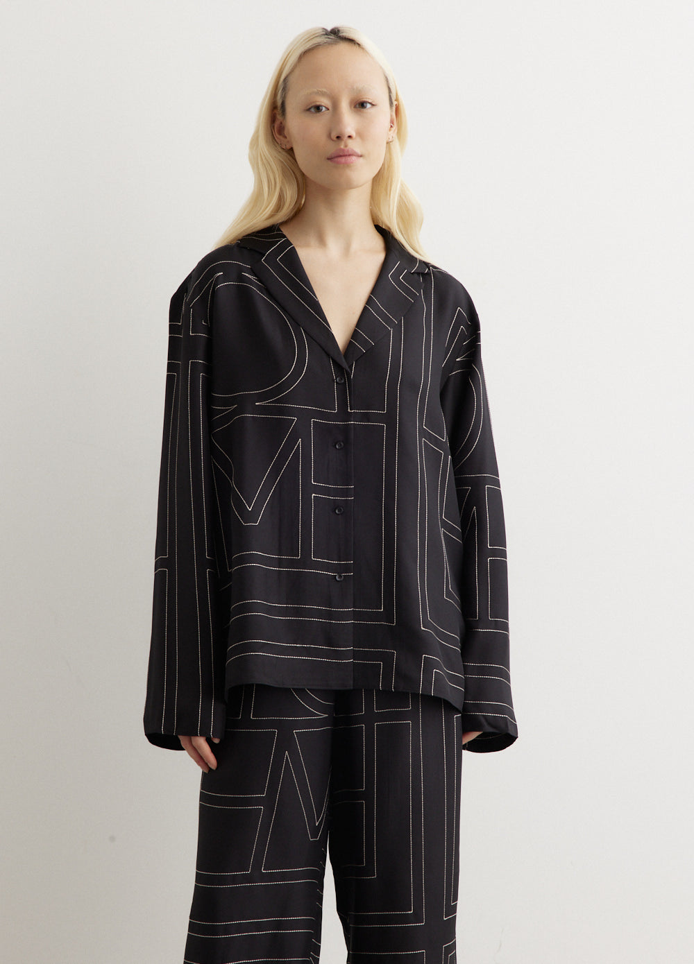 Toteme -  Monogram Silk Pyjama Top - Shirt