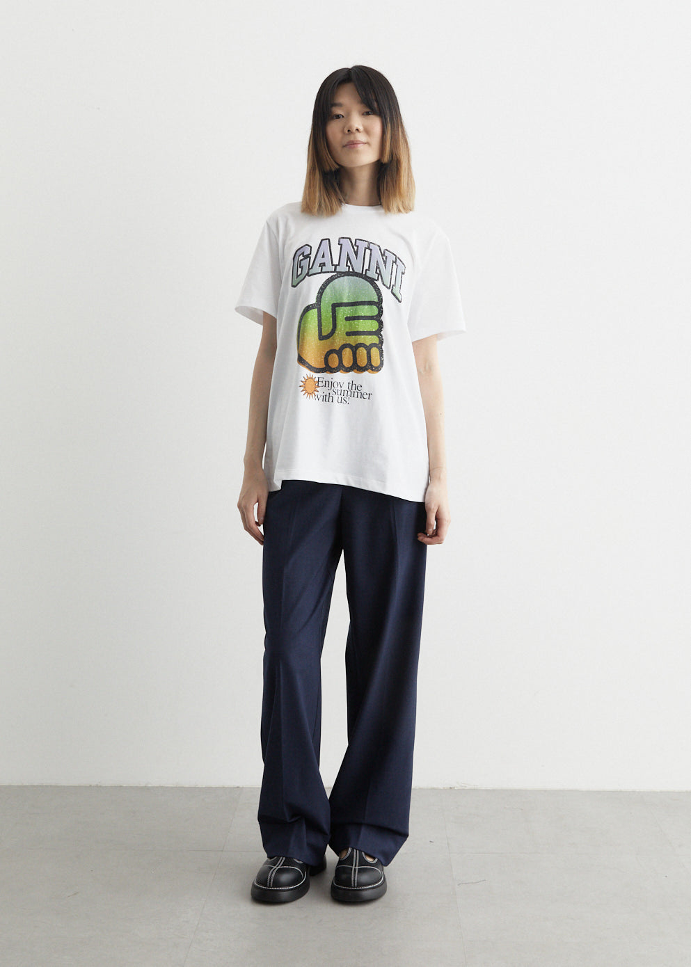 Ganni -  Basic Jersey Ganni Relaxed T-Shirt - Tshirt print