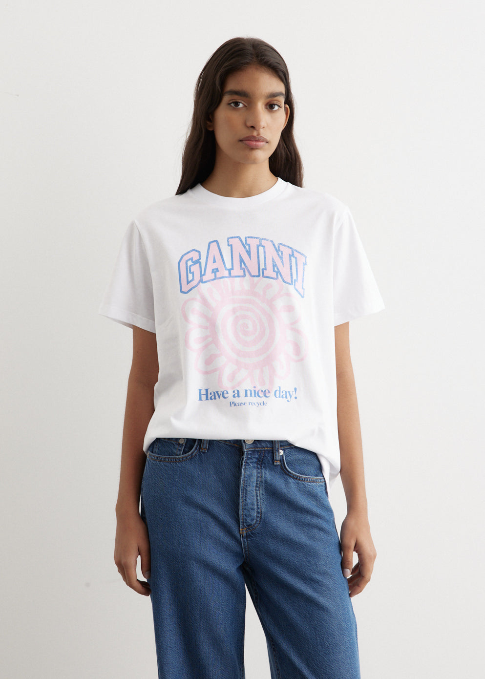 Ganni Basic Jersey Flower Relaxed T-shirt