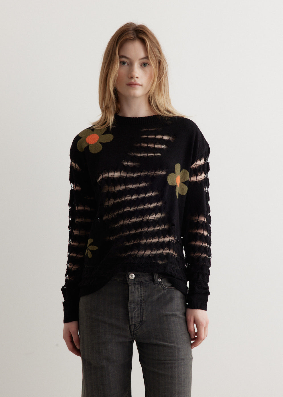 Andersson Bell -  Flower Sheer Crew-Neck Sweater - Sweater