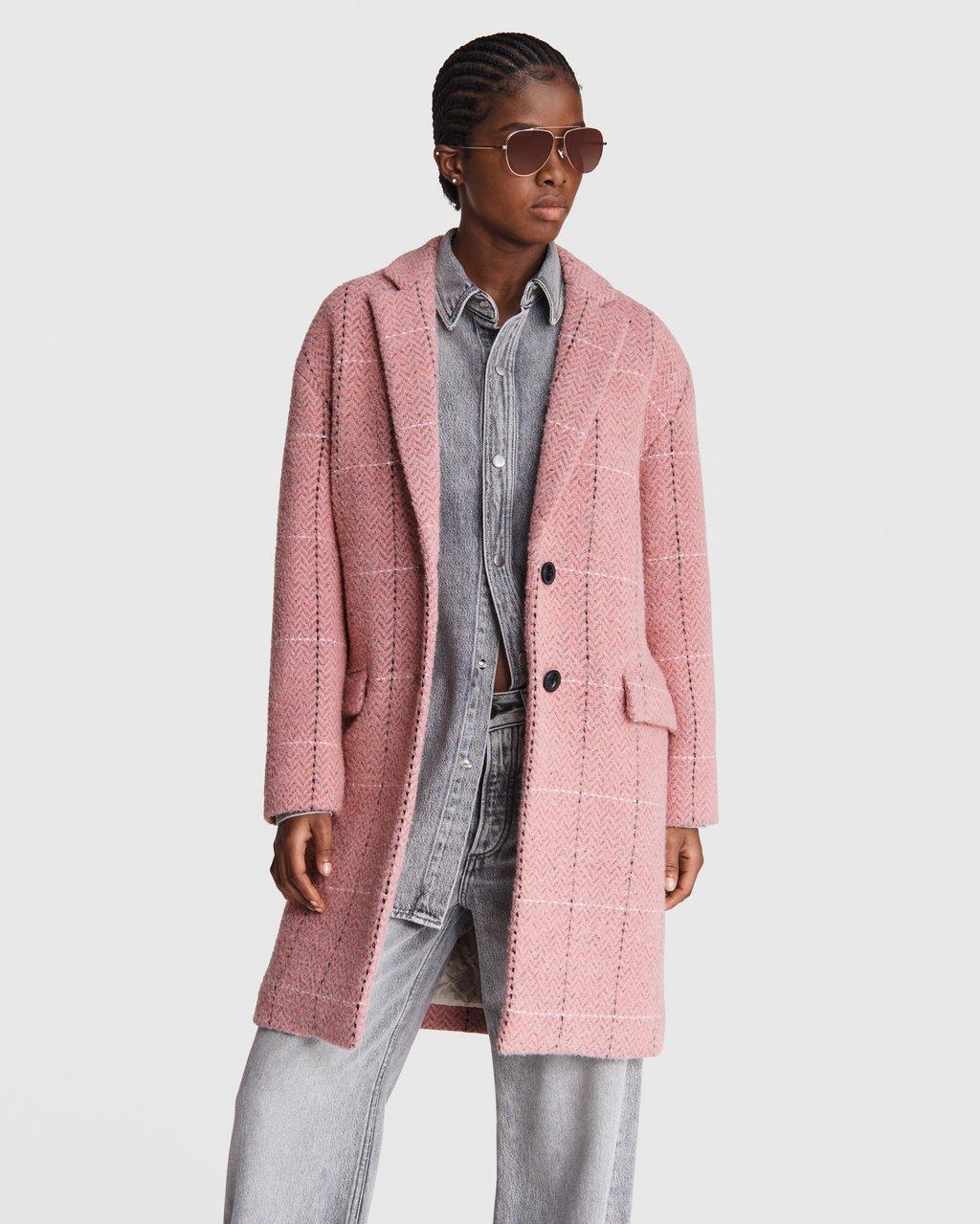 Pink check coat best sale