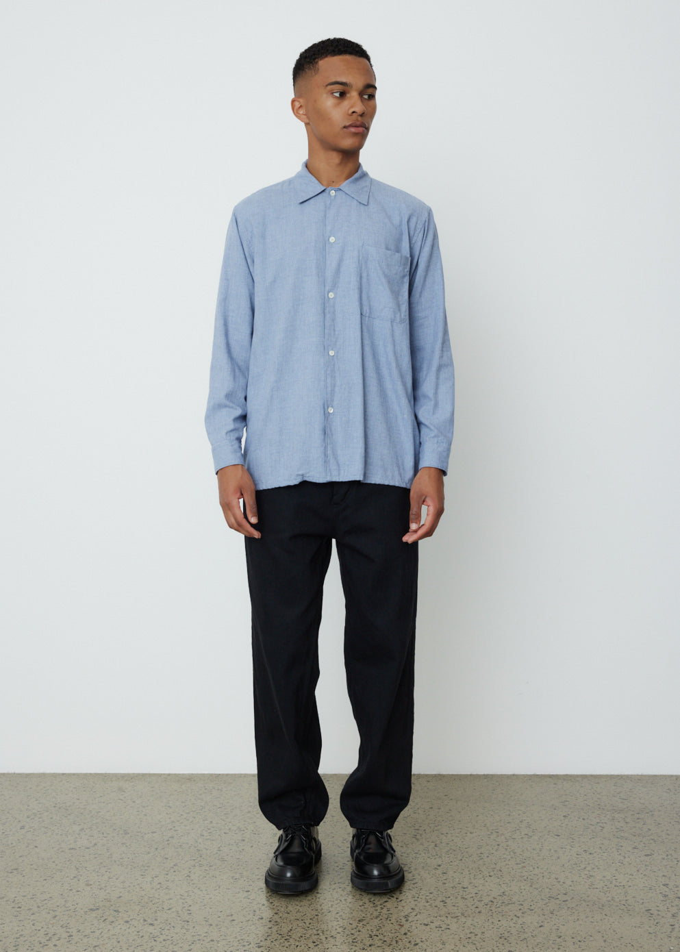 Cotton-Cashmere Open Collar Shirt