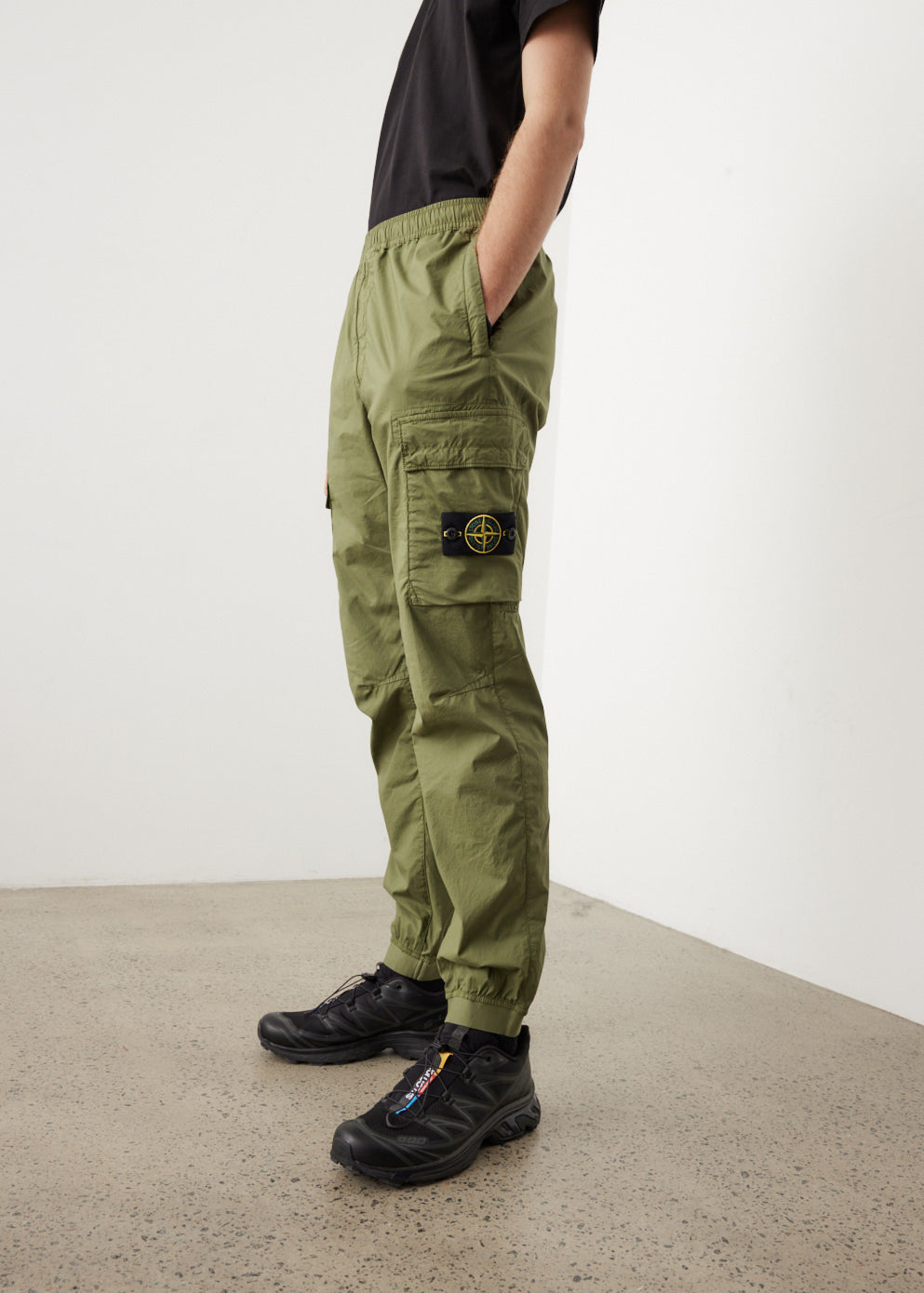 Green Tapered Cargo Pants by Stone Island on Sale