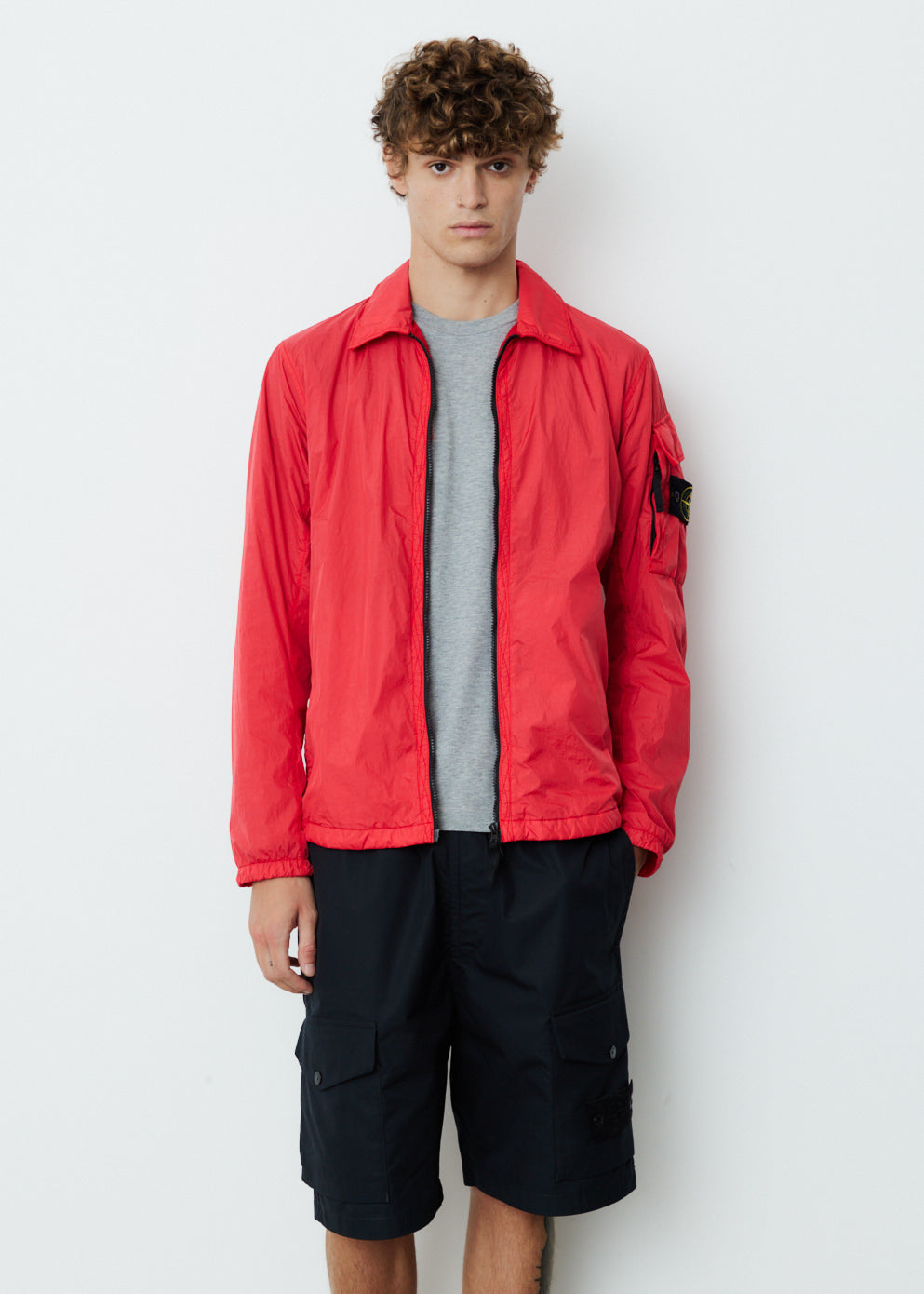 Stone island sales red nylon overshirt