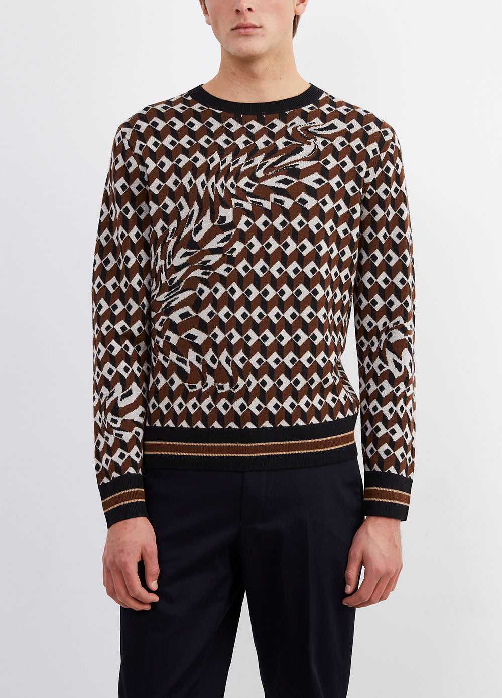 LV Abstract Houndstooth Crewneck - Men - Ready-to-Wear