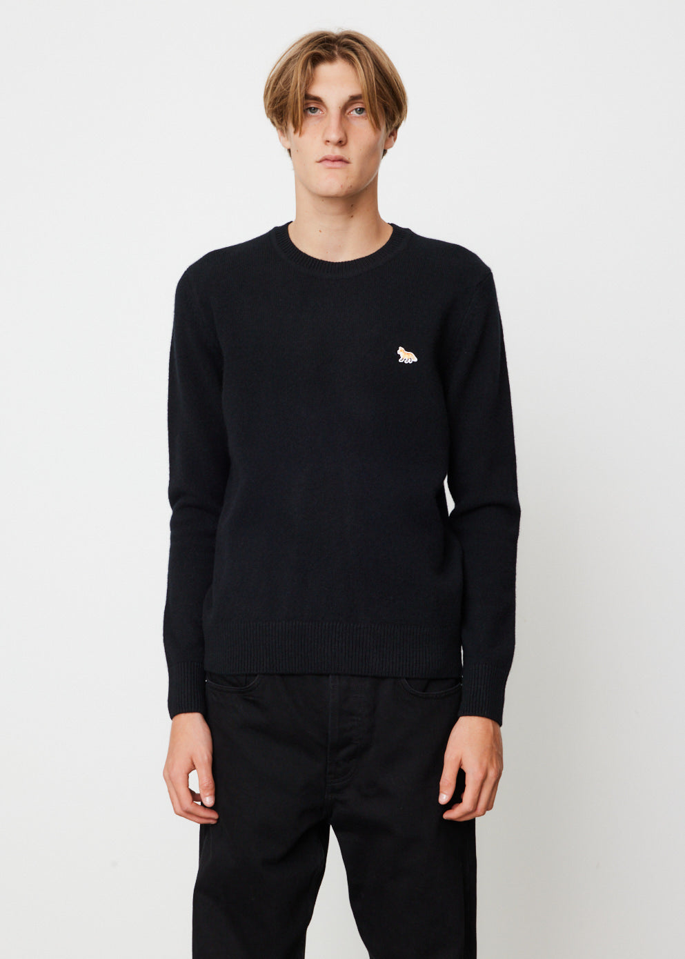 Maison Kitsune -  Baby Fox Patch Cosy R-Neck Sweater - Knitwear