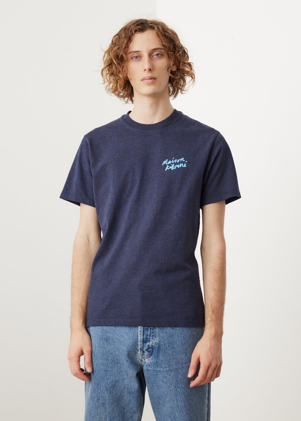 maison kitsune handwriting t shirt