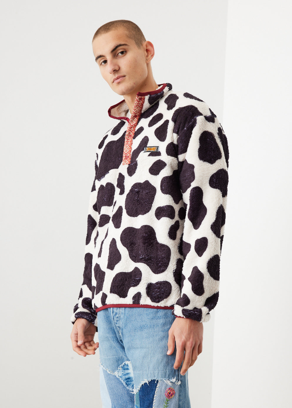 Mens cow best sale print pullover