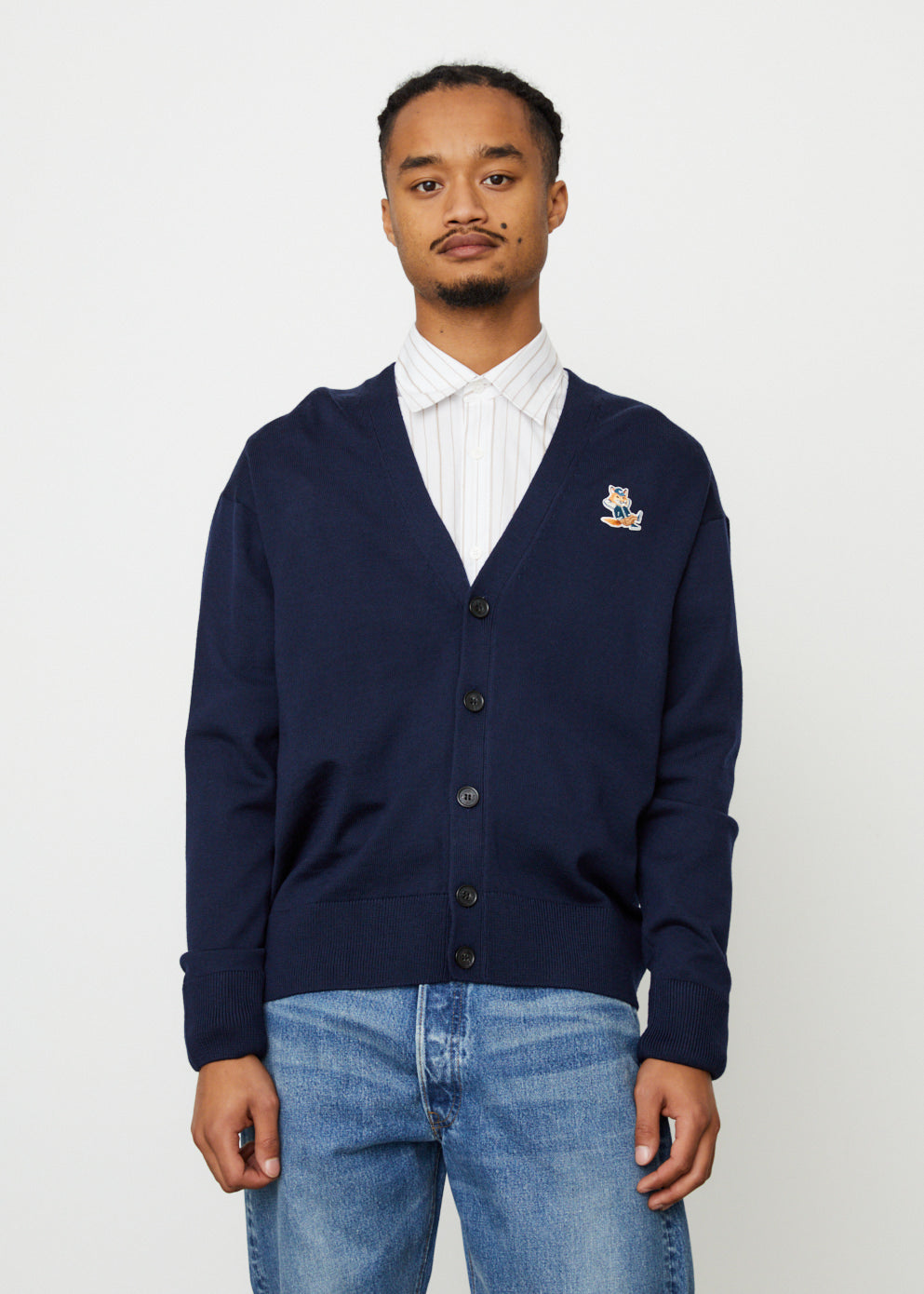 Maison Kitsune -  Dressed Fox Patch Relaxed Cardigan - Knitwear