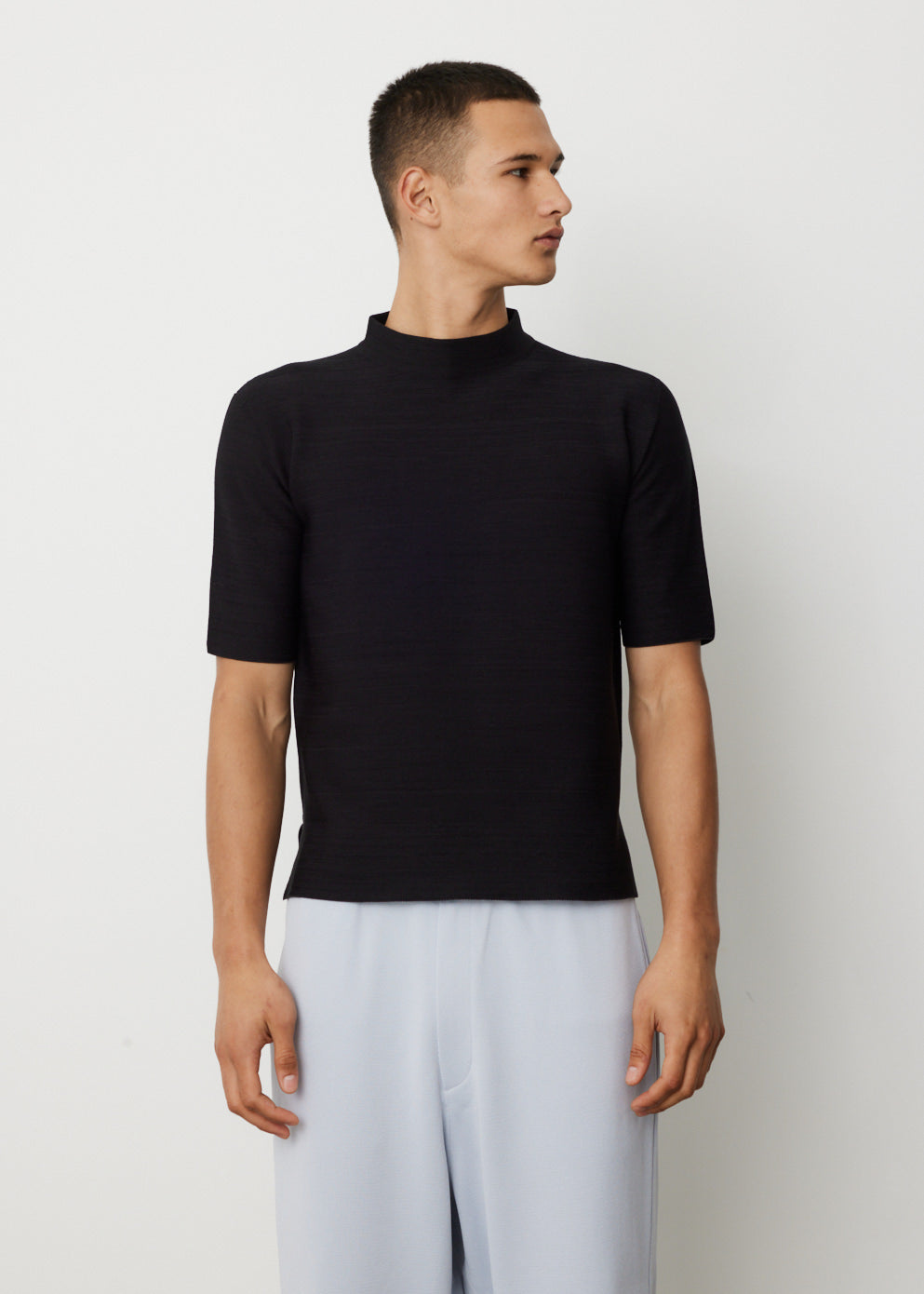 Garter Mock Neck T-Shirt