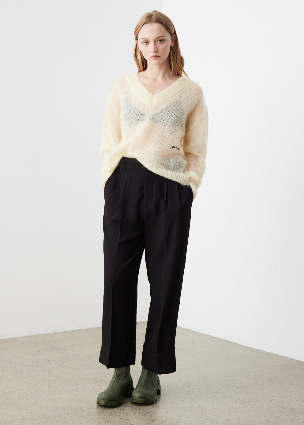 Open Mohair V-Neck Sweater