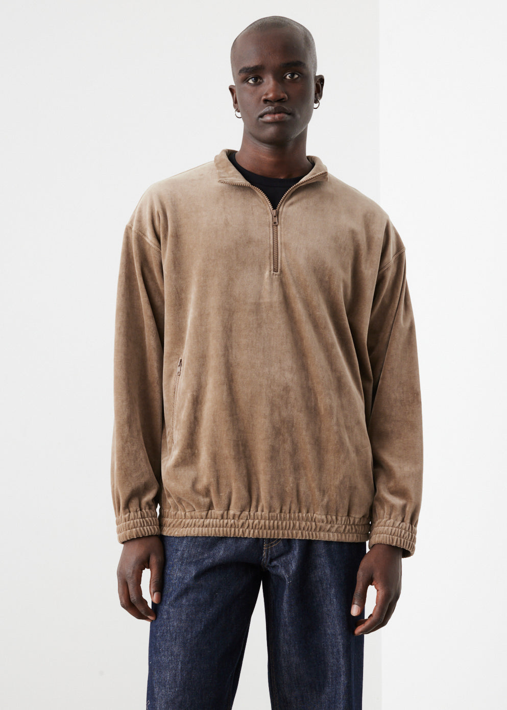 Velour Half Zip Sweatshirt