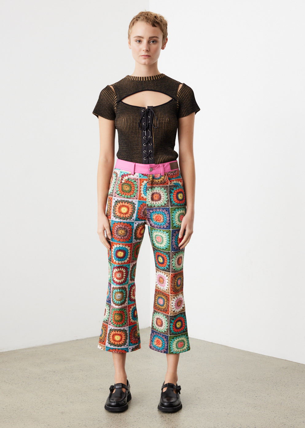 Irene Crochet Printed Pants