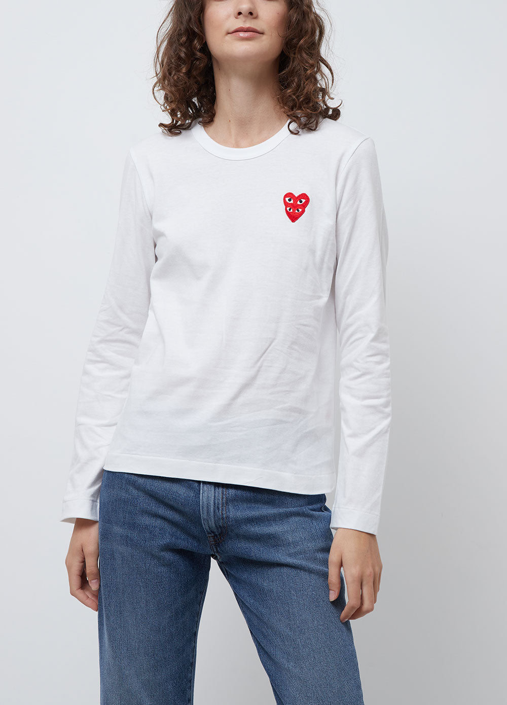 Cdg play double heart t shirt best sale