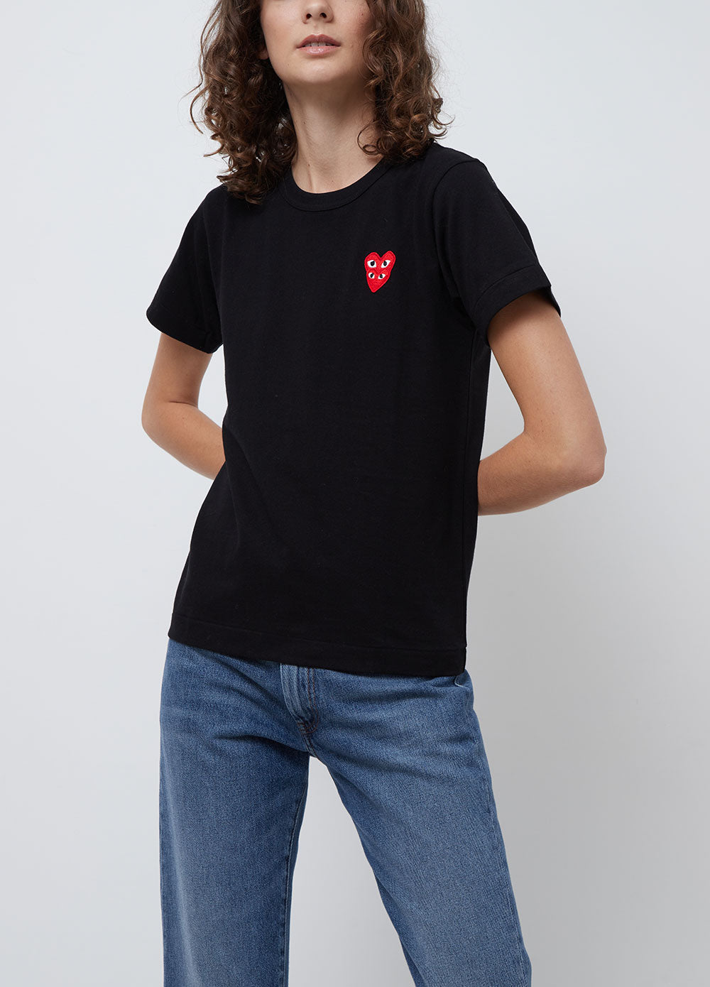 Comme des garcons play women's double red heart tee hotsell