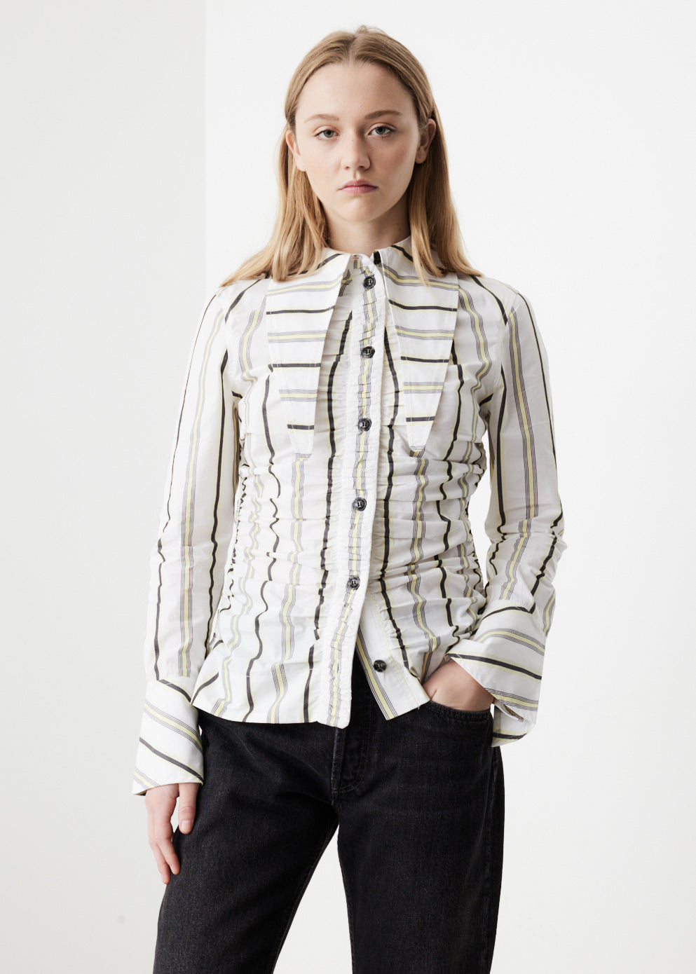 Ganni -  Striped Long Sleeve Shirt - Shirt