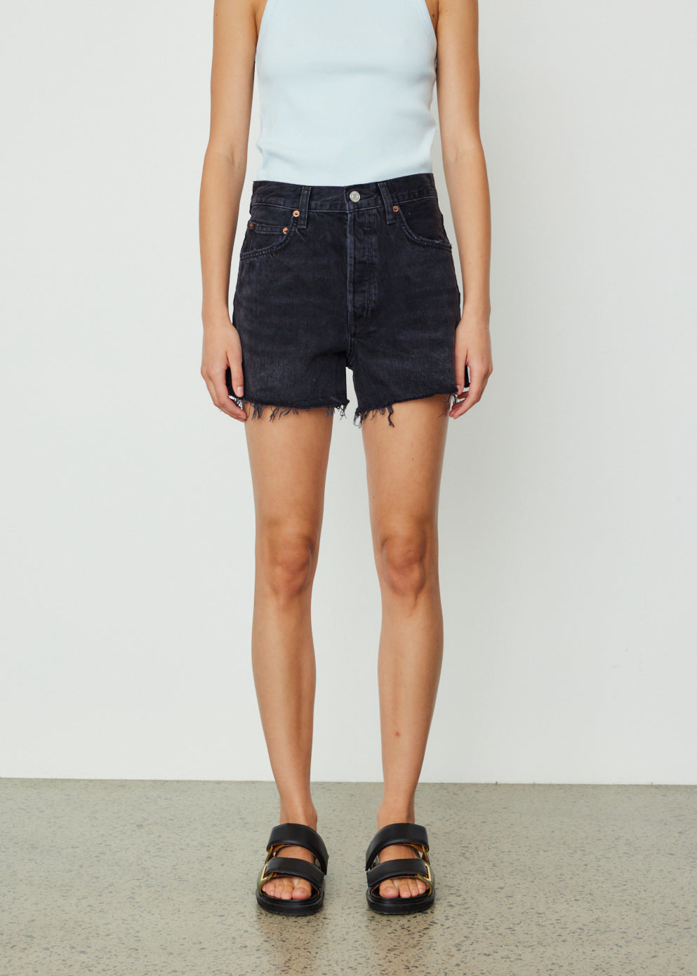 Agolde dee hot sale shorts black