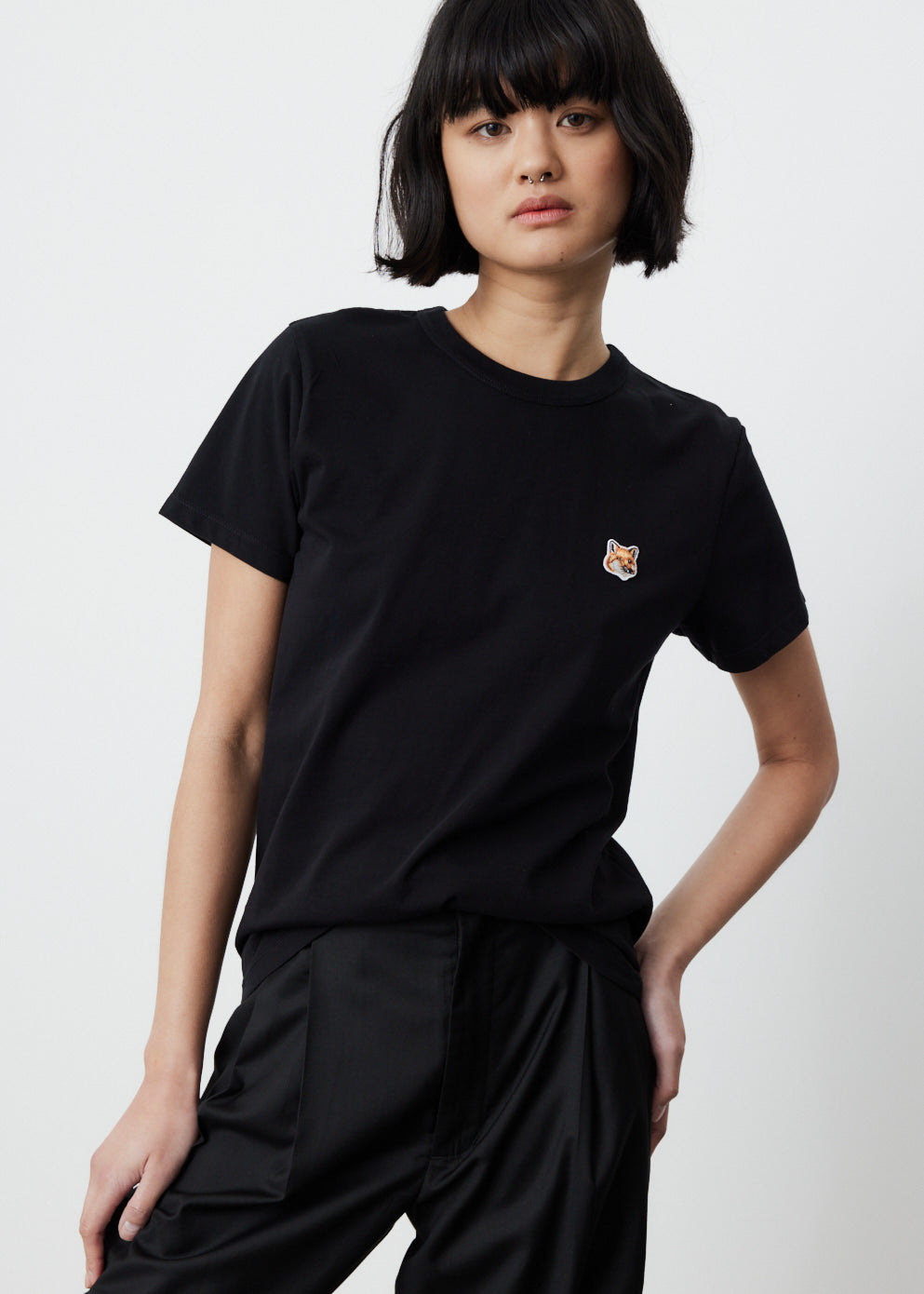 maison kitsuné fox head patch tee