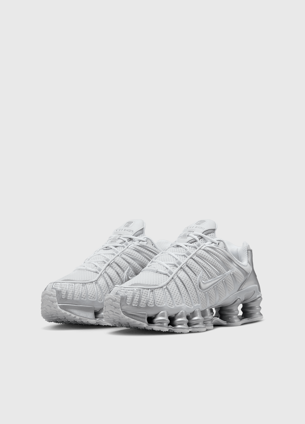 Nike shox white and silver online