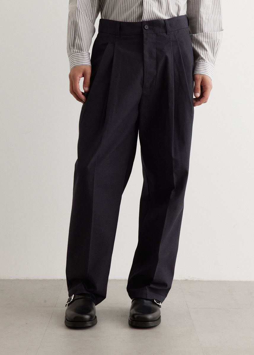 ギフ_包装】 2 HAND BY STILL 22AW スラックス tuck pants pressed 