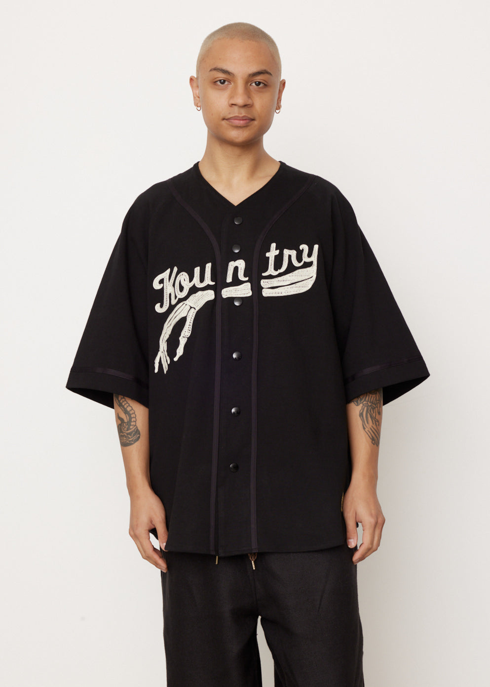 Kapital 16/-Densed Jersey Baseball Shirt (Bone) | Red | Canoe Club 3