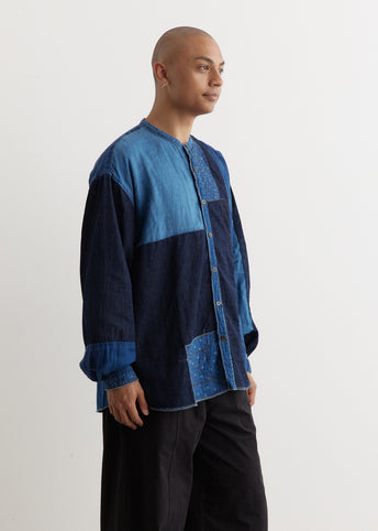 IDG Patchwork Band Collar KATMANDU Shirt