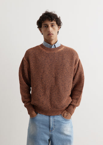 Mesh Knitted Crewneck Sweater