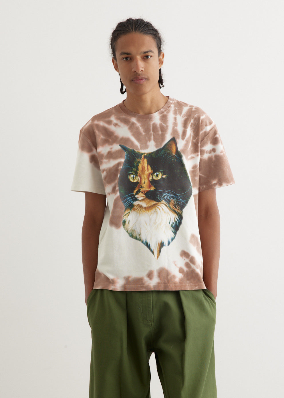 Cat Print Tie-Dye T-Shirt