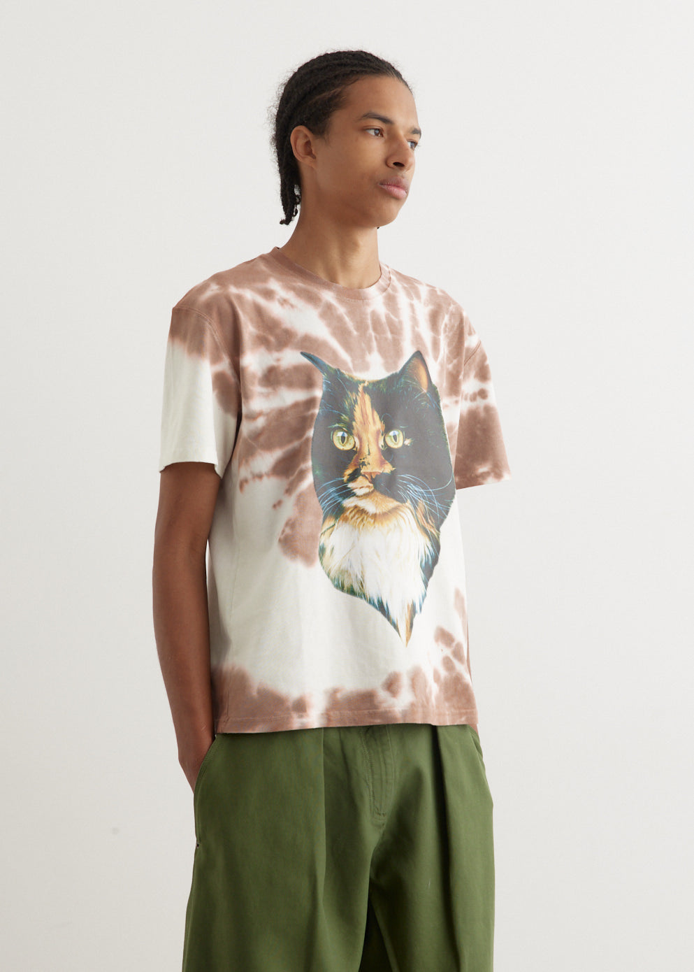 Cat Print Tie-Dye T-Shirt