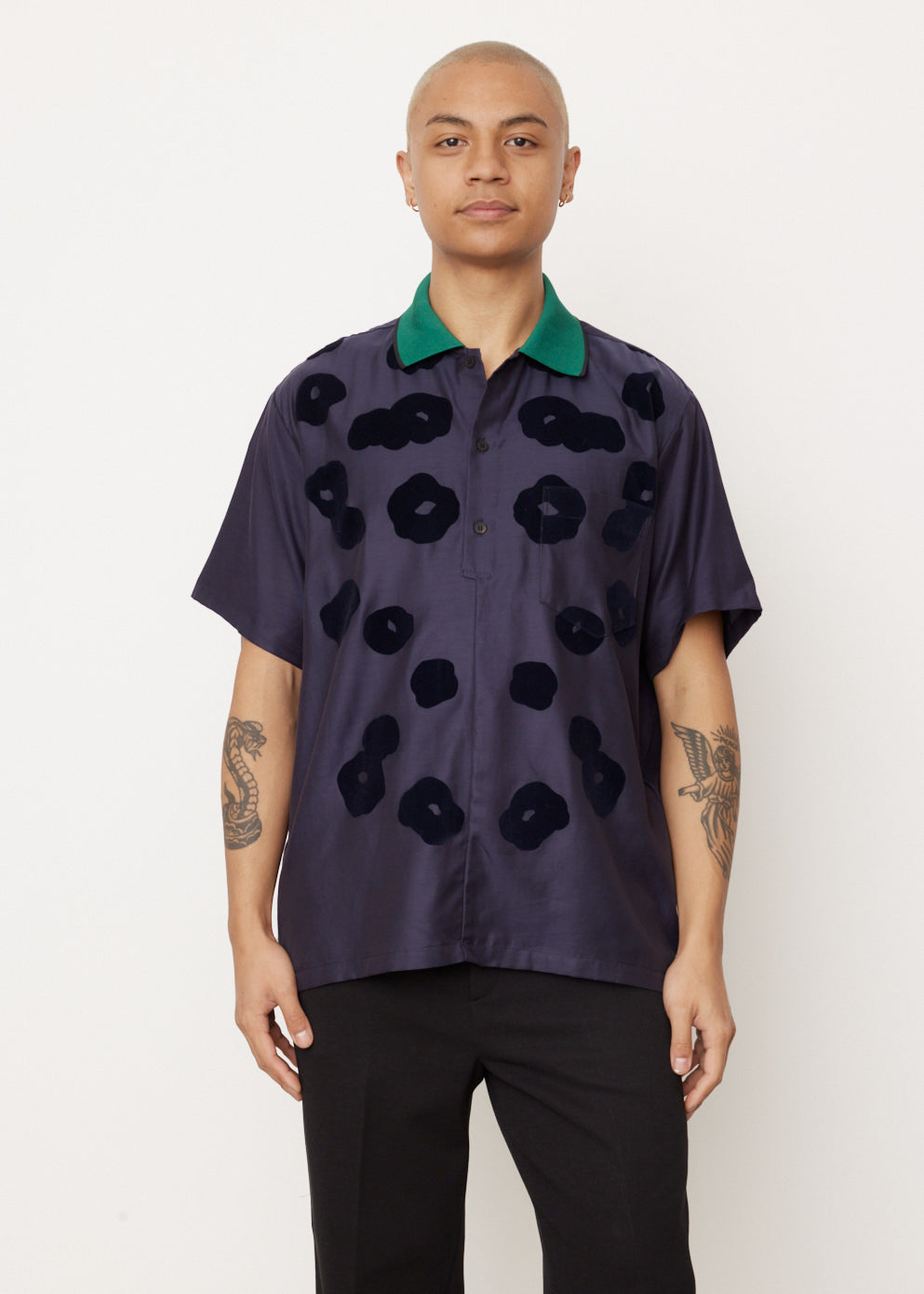 Flocky Print Short-Sleeve Shirt