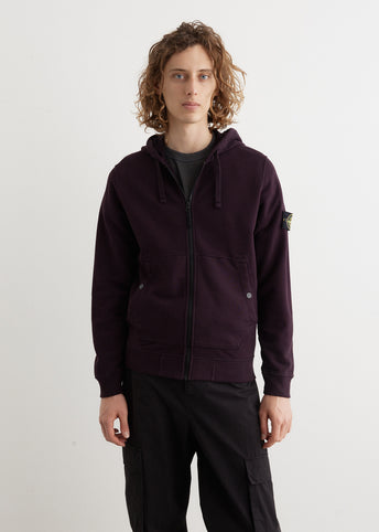 Badge Zip Front Hooded Sweatshirt