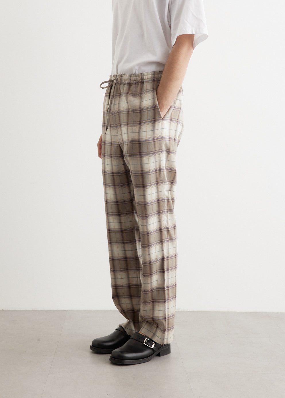 Super Light Wool Check Easy Slacks