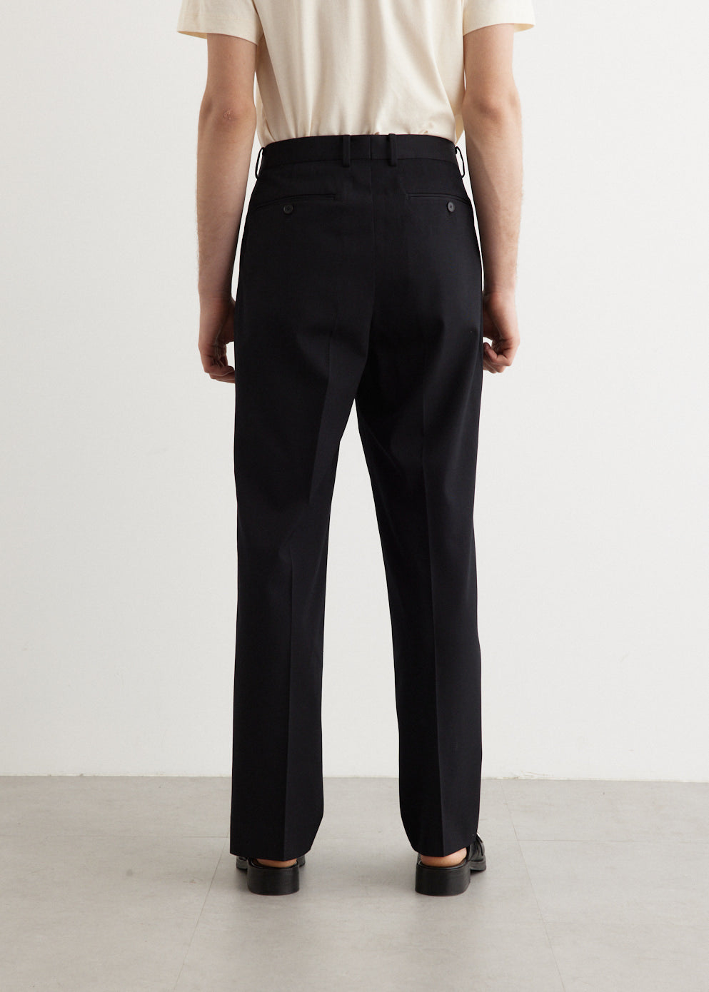 Light Wool Max Gabardine Two-Tuck Slacks