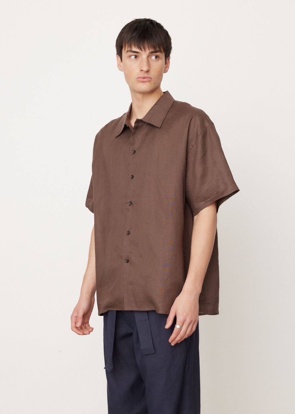 Oversized Short-Sleeve Linen Shirt