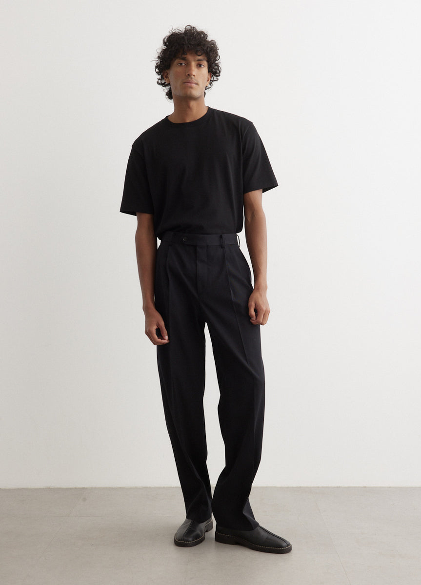 Light Wool Max Gabardine Two-Tuck Slacks