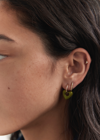 Hoop And Resin Heart Earring