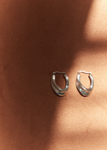 Silver Organic Hoop Earrings