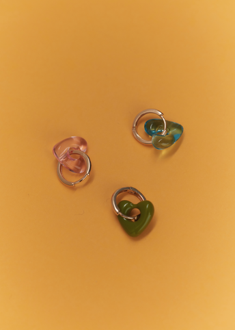 Hoop And Resin Heart Earring