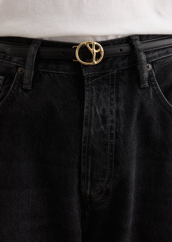 Peace Buckle Narrow Belt