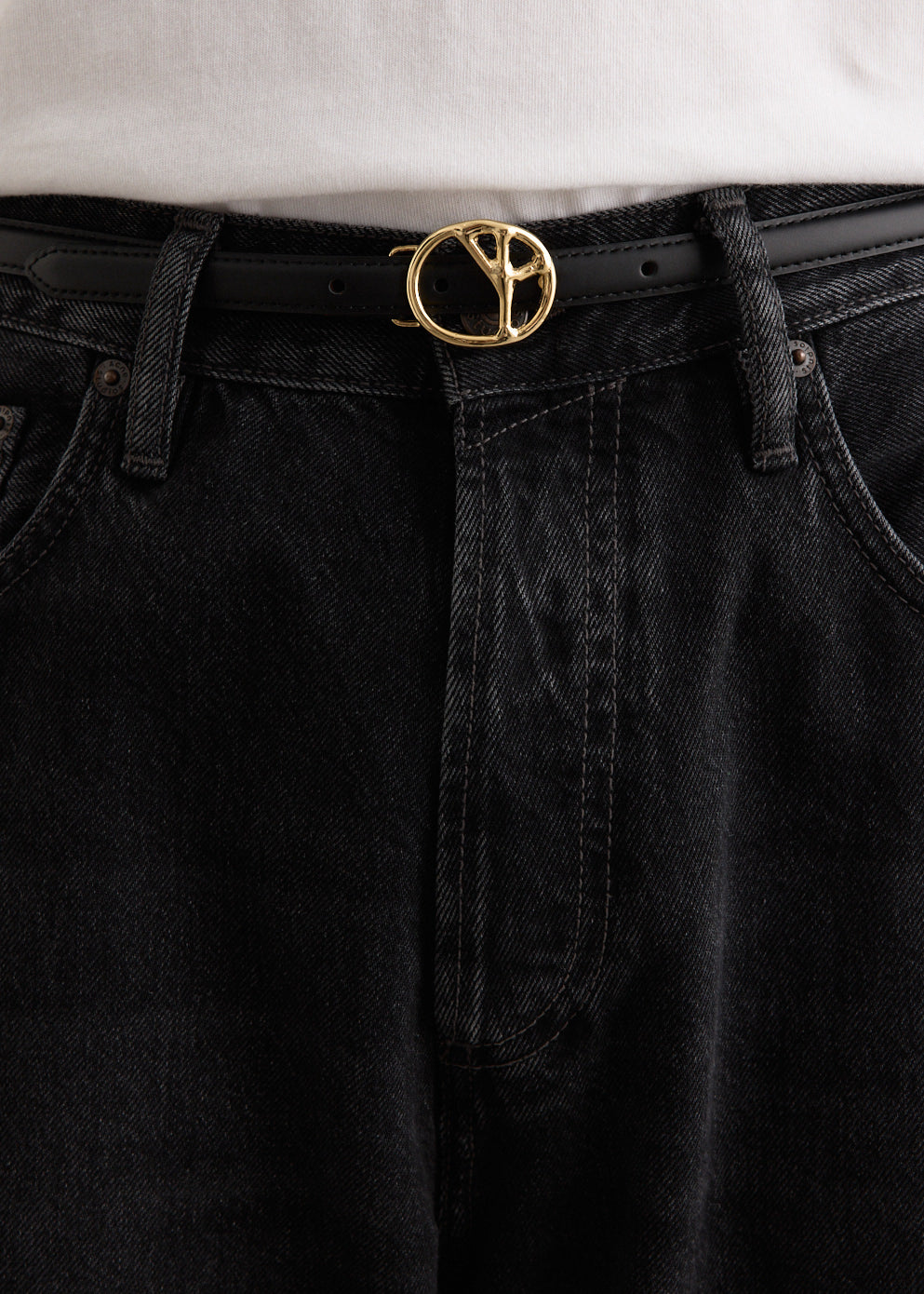 Peace Buckle Narrow Belt