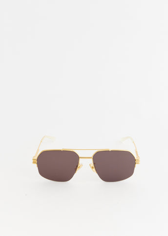 Bond Metal Half-Rim Aviator Sunglasses