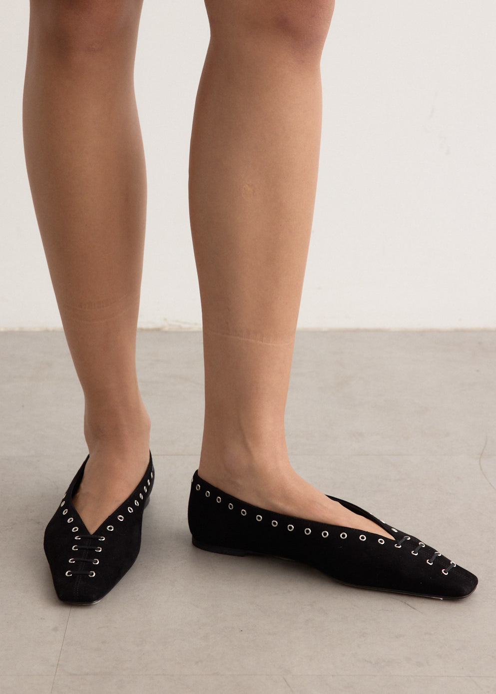 Suede Lace Up Ballerinas