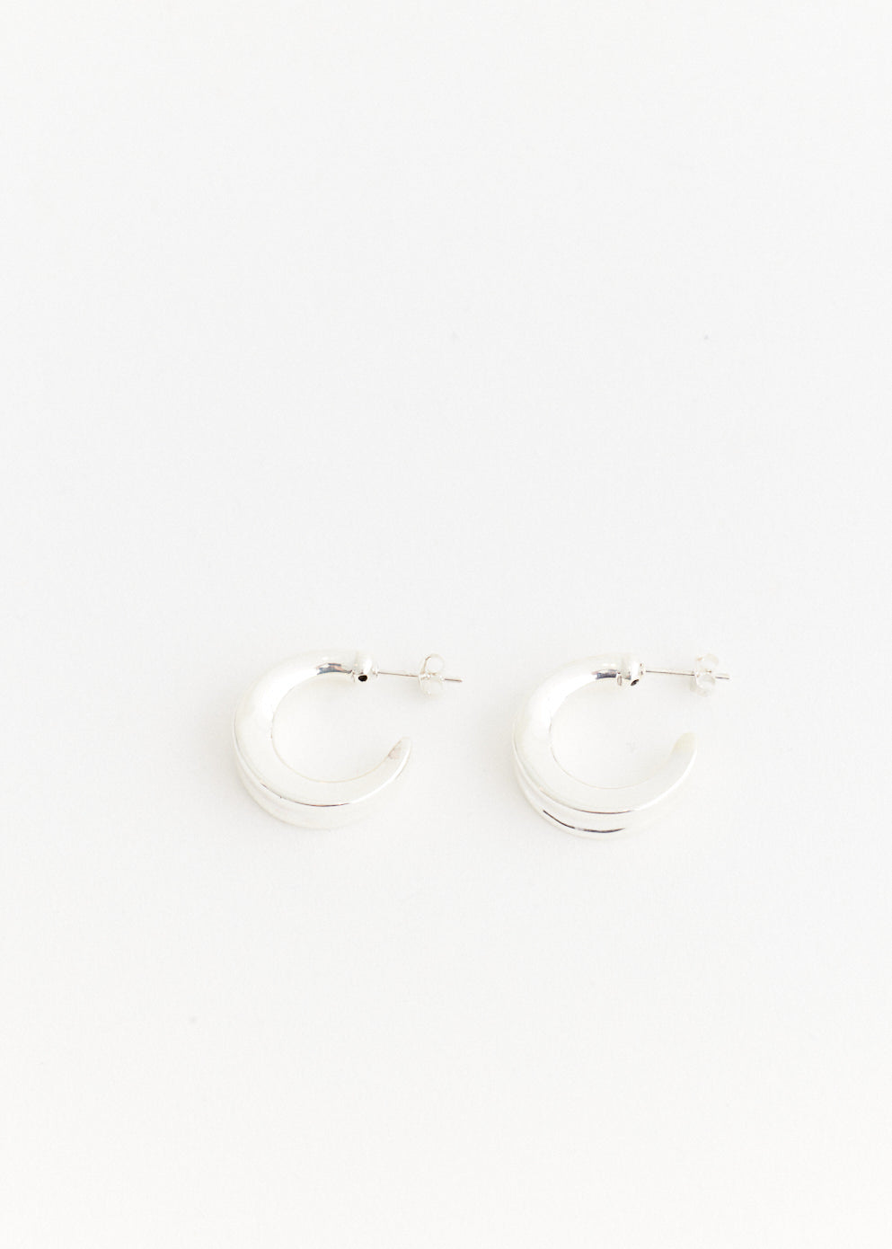 Silver C Hoop Earrings