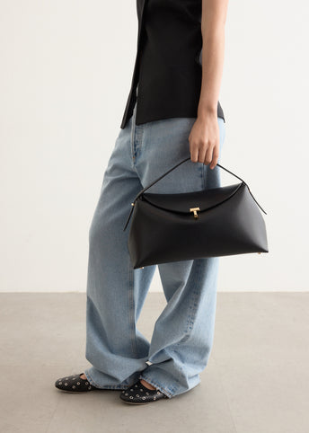 T-Lock Leather Top Handle Bag