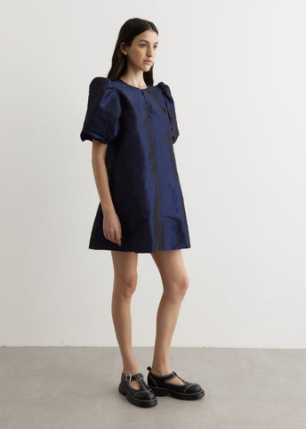 Sodalite Blue Navy Shiny Taffeta Strap Dress