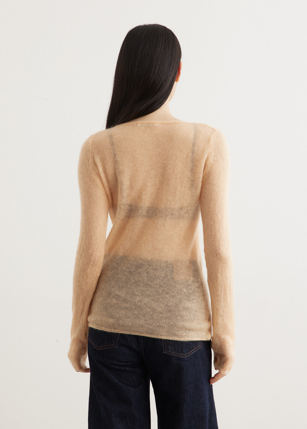 Kid Mohair Sheer Knit Boat Neck Pullover